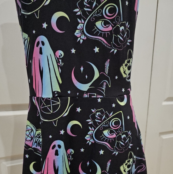 Dolls Kill Too Fast OMG! Ghosts Skater Mini Punk Goth witchy Black Magic Dress S - Picture 9 of 11